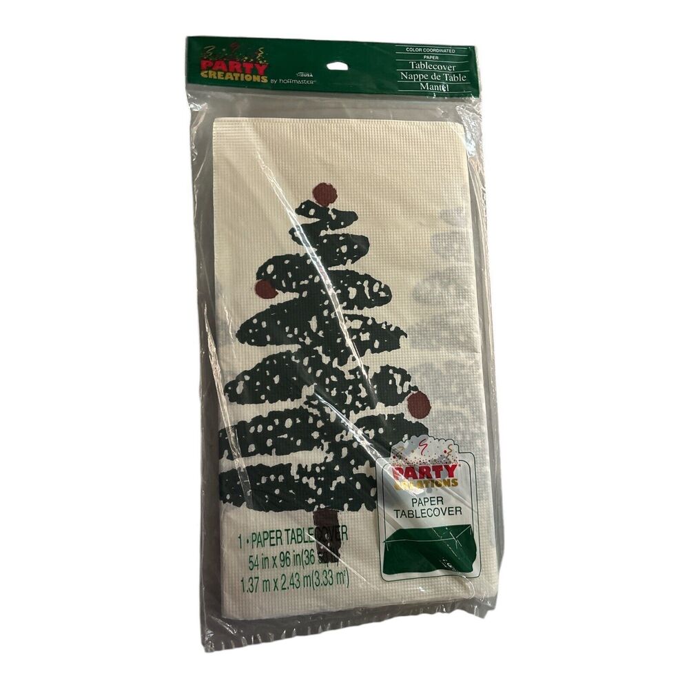 Vintage Party Creations Christmas Sponge Tree Paper Table Cover 54” X 96" *New